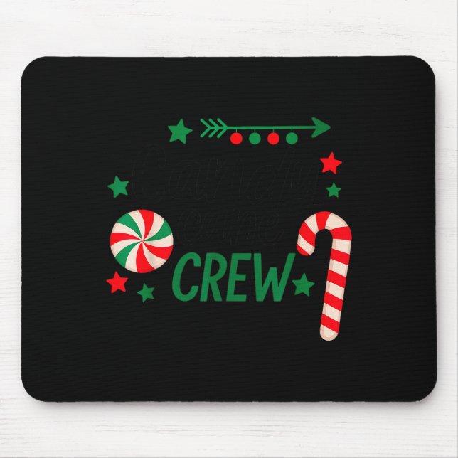 Christmas Candy Cane Crew Shirt Women Girls Boys K Mouse Mat (Front)
