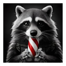 Christmas Candy Cane Critters Racoon