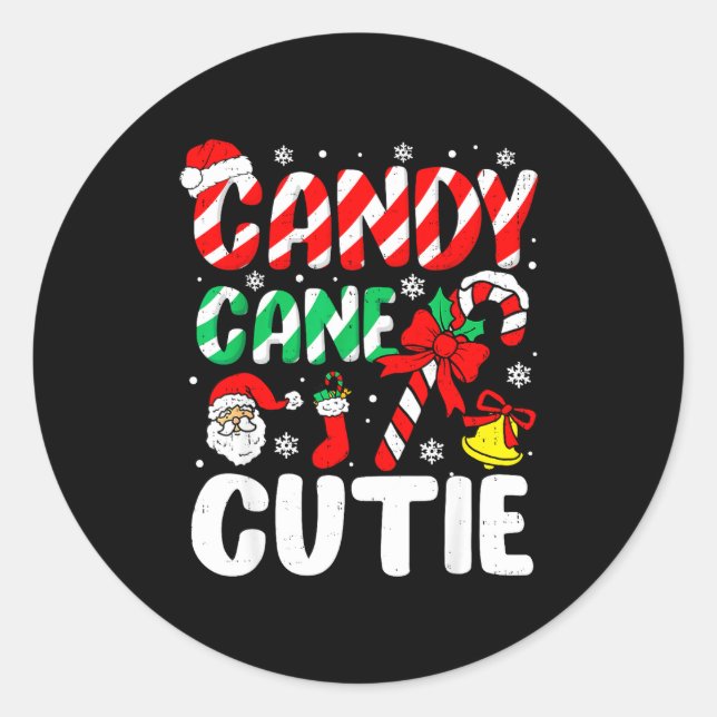 Christmas Candy Cane Cutie Xmas Holiday Toddler Ki Classic Round Sticker (Front)
