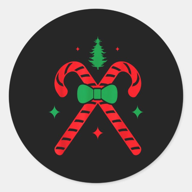 Christmas Candy Cane Design Red And Green  Classic Round Sticker (Front)