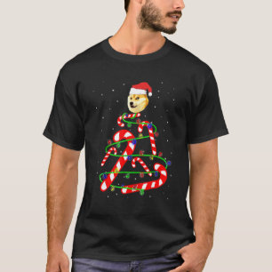 Christmas Candy Cane Doge Meme Shiba Santa Funny X T-Shirt