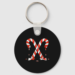 Christmas Candy Cane Drip Boys Girls Kids  Key Ring