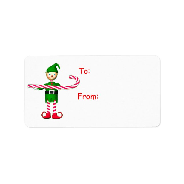 Christmas Candy Cane Elf Gift Tag (Front)