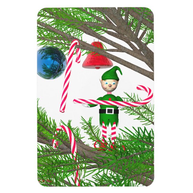 Christmas Candy Cane Elf Magnet (Vertical)