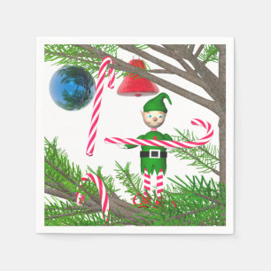 Christmas Candy Cane Elf Napkin