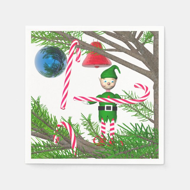 Christmas Candy Cane Elf Napkin (Front)
