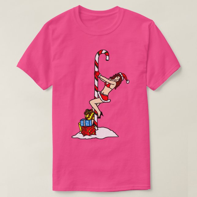 Christmas Candy Cane Exotic dancer T-Shirt (Design Front)