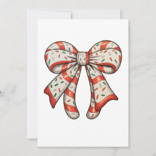 Christmas Candy Cane Girly Coquette Bow Xmas Holiday Card