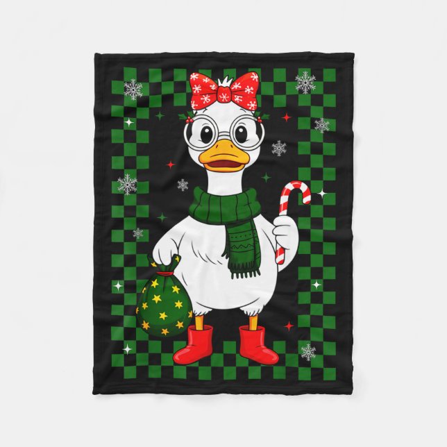 Christmas Candy Cane Goose Matching Couple Xmas Bo Fleece Blanket (Front)
