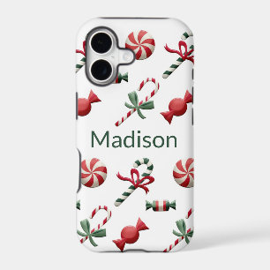 Christmas Candy Cane Green Personalised Name