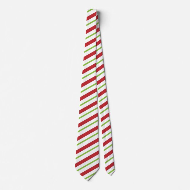 Christmas candy cane green striped holiday tie (Front)