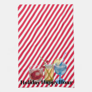 Christmas Candy Cane Happy Hour Tea Towel