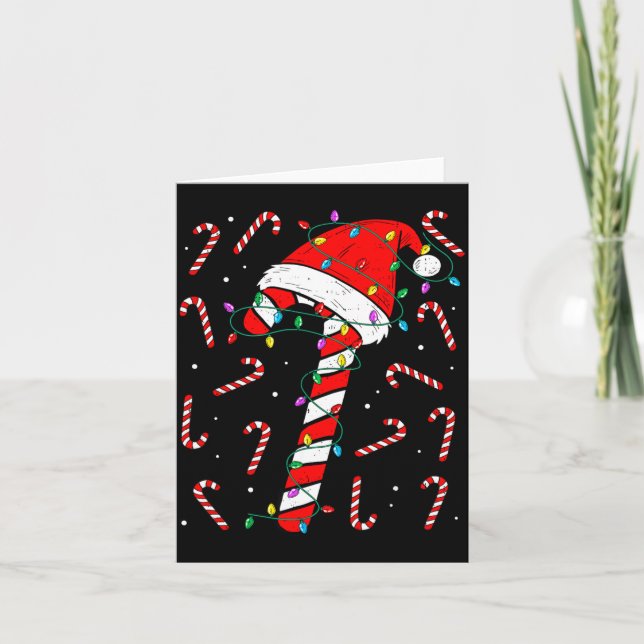 Christmas Candy Cane Hat Santa Xmas Holiday Toddle Card (Front)