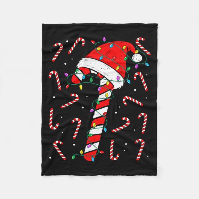 Christmas Candy Cane Hat Santa Xmas Holiday Toddle Fleece Blanket (Front)