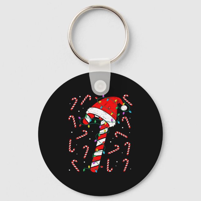 Christmas Candy Cane Hat Santa Xmas Holiday Toddle Key Ring (Front)