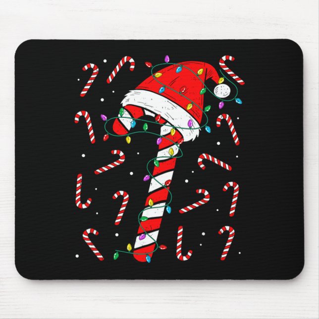 Christmas Candy Cane Hat Santa Xmas Holiday Toddle Mouse Mat (Front)