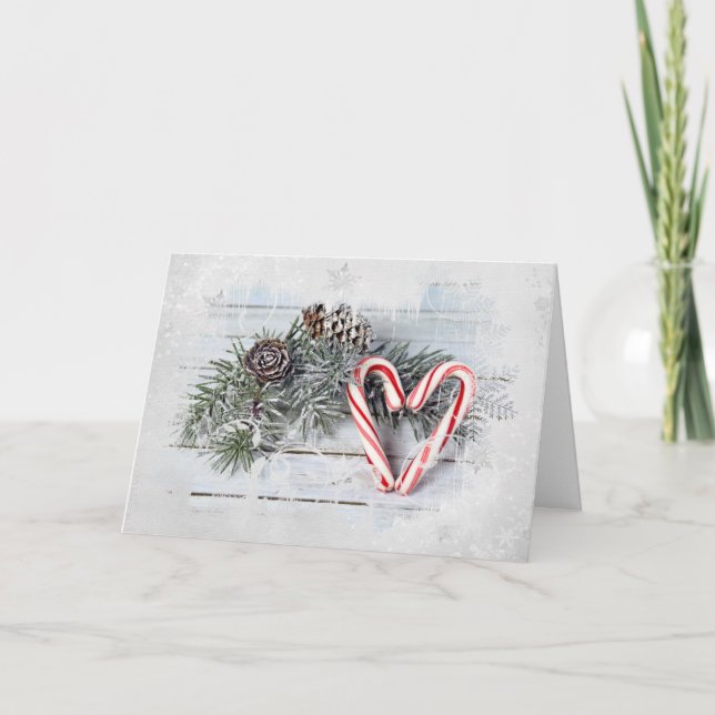 Christmas Candy Cane Heart Card (Front)