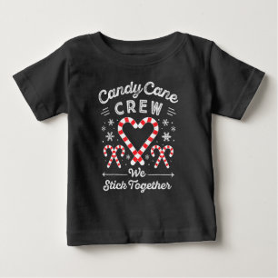 Christmas Candy Cane Heart Crew Family Matching Baby T-Shirt