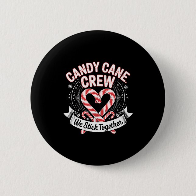 Christmas Candy Cane Heart Crew Family Matching Pa 6 Cm Round Badge (Front)