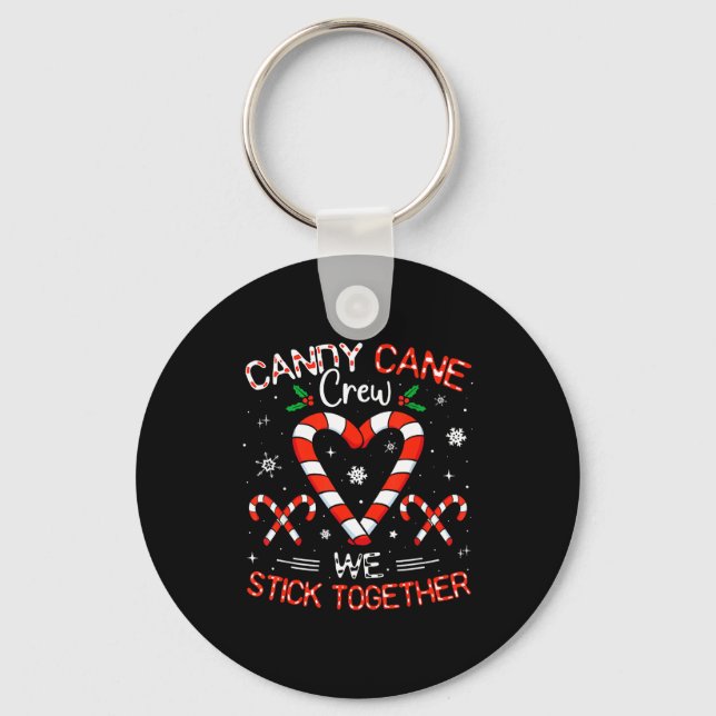 Christmas Candy Cane Heart Crew Family Matching Pa Key Ring (Front)