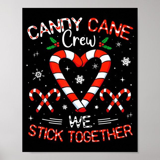 Christmas Candy Cane Heart Crew Family Matching Pa Poster (Front)
