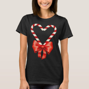 Christmas Candy Cane Heart For Children Men Women T-Shirt