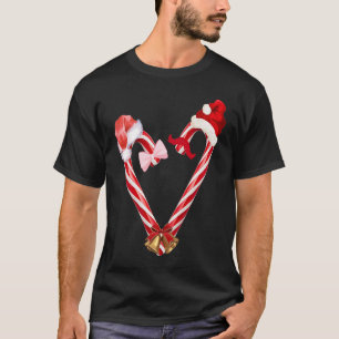 Christmas Candy Cane Heart for Men Women Sweethear T-Shirt