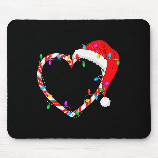 Christmas Candy Cane Heart Funny Love Candy Men Wo Mouse Mat (Front)