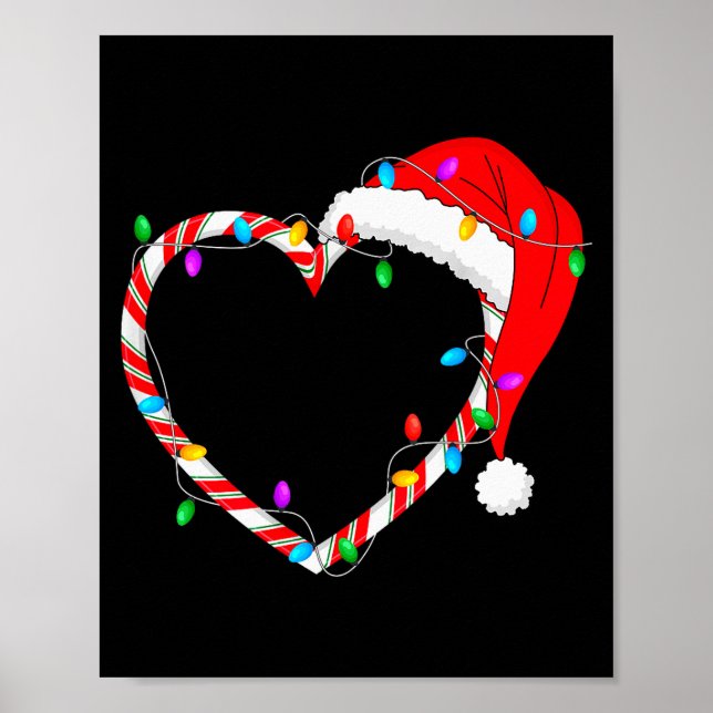 Christmas Candy Cane Heart Funny Love Candy Men Wo Poster (Front)
