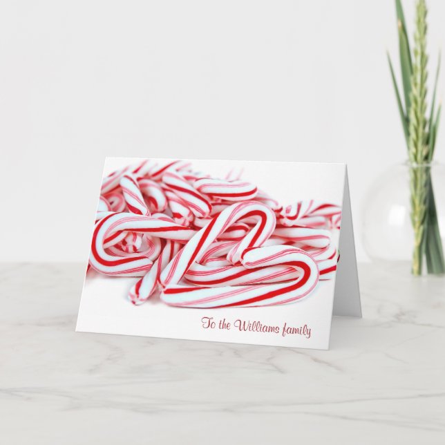 Christmas Candy Cane Heart Holiday Card (Front)