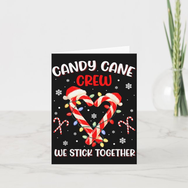 Christmas Candy Cane Heart Holiday Family Matching Card (Front)