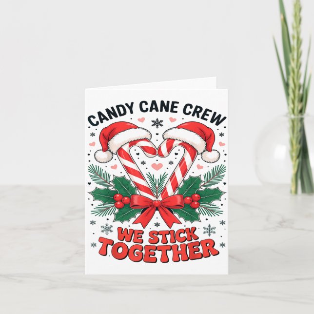 Christmas Candy Cane Heart Holiday Family Matching Card (Front)
