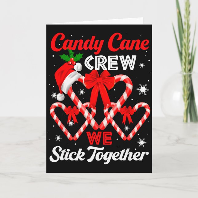 Christmas Candy Cane Heart Holiday Family Matching Card (Front)