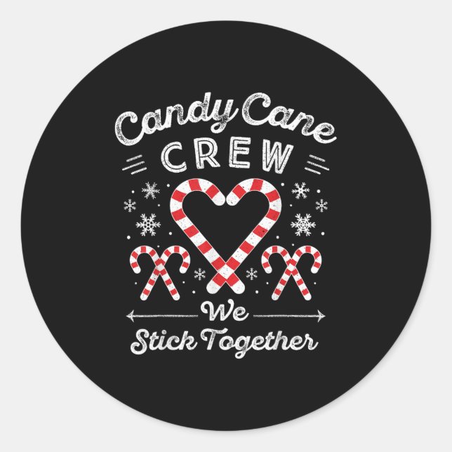 Christmas Candy Cane Heart Holiday Family Matching Classic Round Sticker (Front)