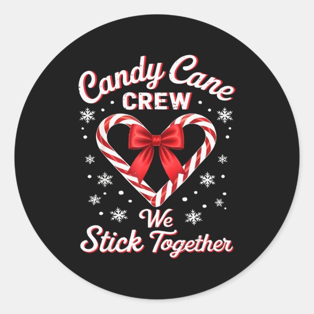 Christmas Candy Cane Heart Holiday Family Matching Classic Round Sticker (Front)