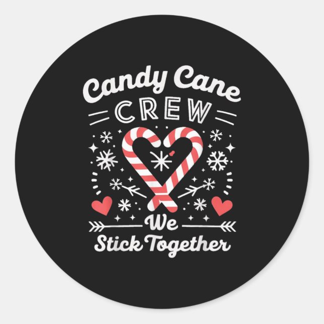 Christmas Candy Cane Heart Holiday Family Matching Classic Round Sticker (Front)