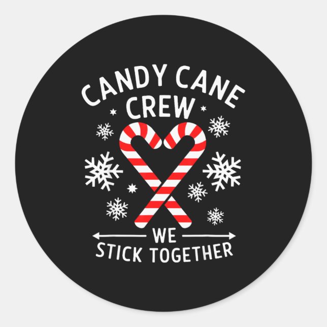 Christmas Candy Cane Heart Holiday Family Matching Classic Round Sticker (Front)