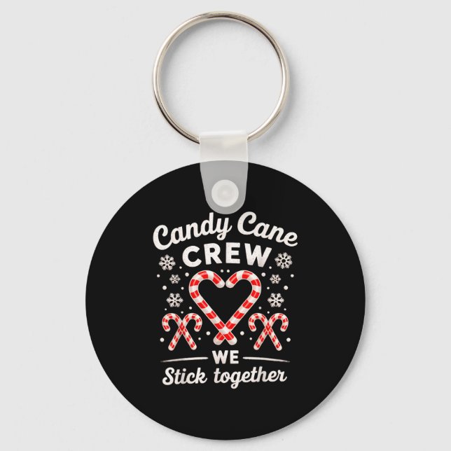 Christmas Candy Cane Heart Holiday Family Matching Key Ring (Front)