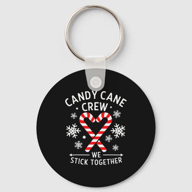 Christmas Candy Cane Heart Holiday Family Matching Key Ring (Front)