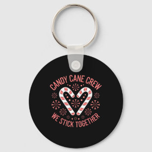 Christmas Candy Cane Heart Holiday Family Matching Key Ring