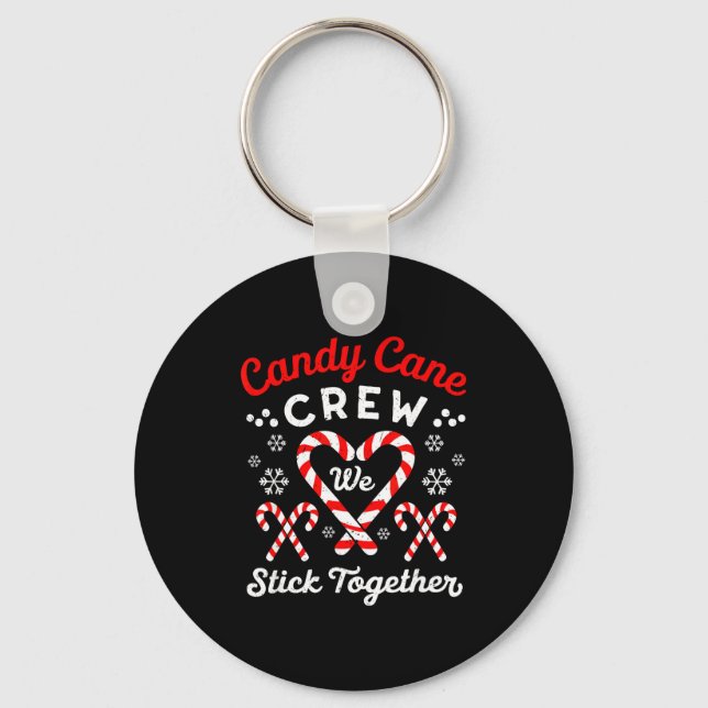 Christmas Candy Cane Heart Holiday Family Matching Key Ring (Front)