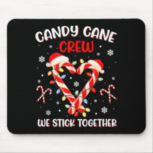 Christmas Candy Cane Heart Holiday Family Matching Mouse Mat