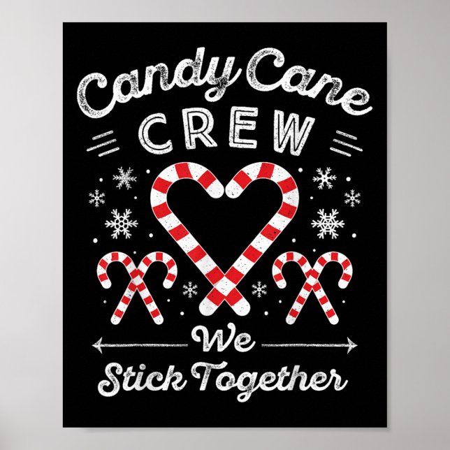 Christmas Candy Cane Heart Holiday Family Matching Poster (Front)