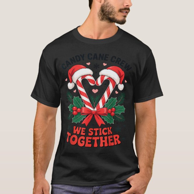 Christmas Candy Cane Heart Holiday Family Matching T-Shirt (Front)