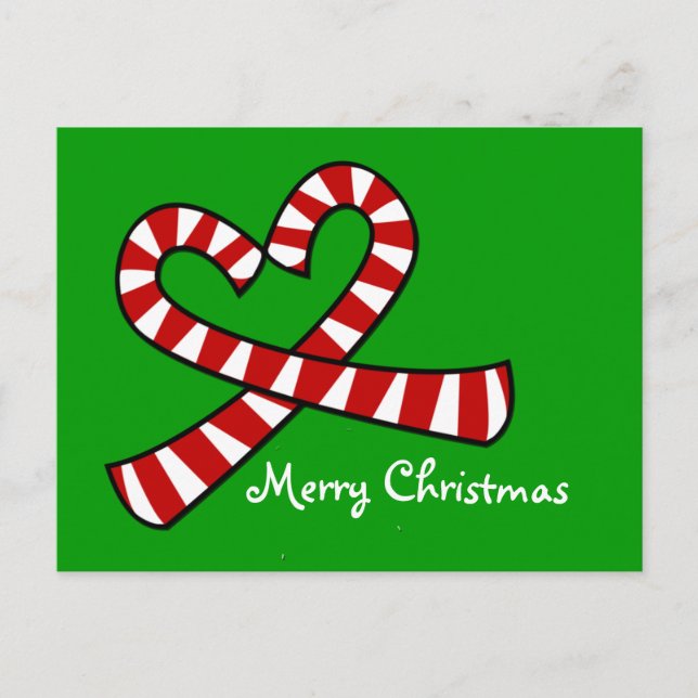 Christmas Candy Cane Heart Postcard (Front)