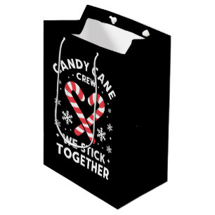 Christmas Candy Cane Heart We Stick Together Medium Gift Bag