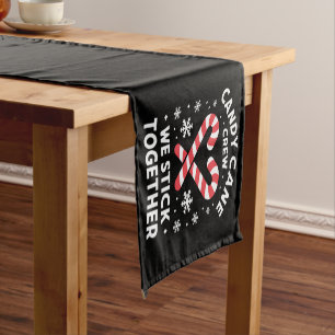 Christmas Candy Cane Heart We Stick Together Short Table Runner