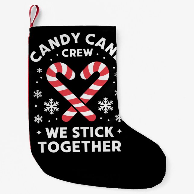 Christmas Candy Cane Heart We Stick Together  Small Christmas Stocking (Front)