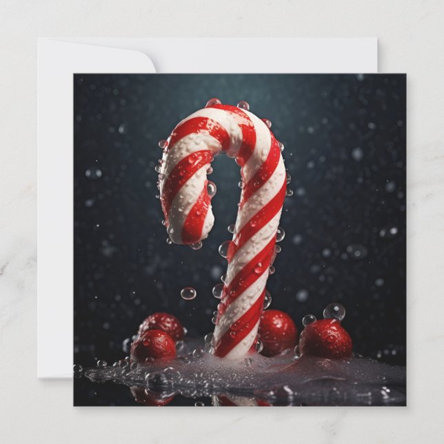 Christmas candy cane holiday greeting card (Front)
