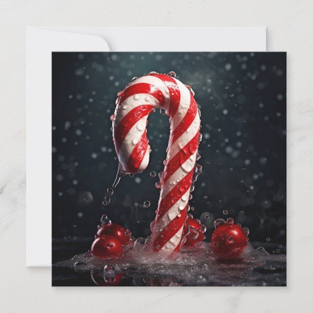 Christmas candy cane holiday greeting card (Front)